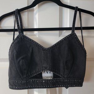 NWT Zara Denim Cropped Top